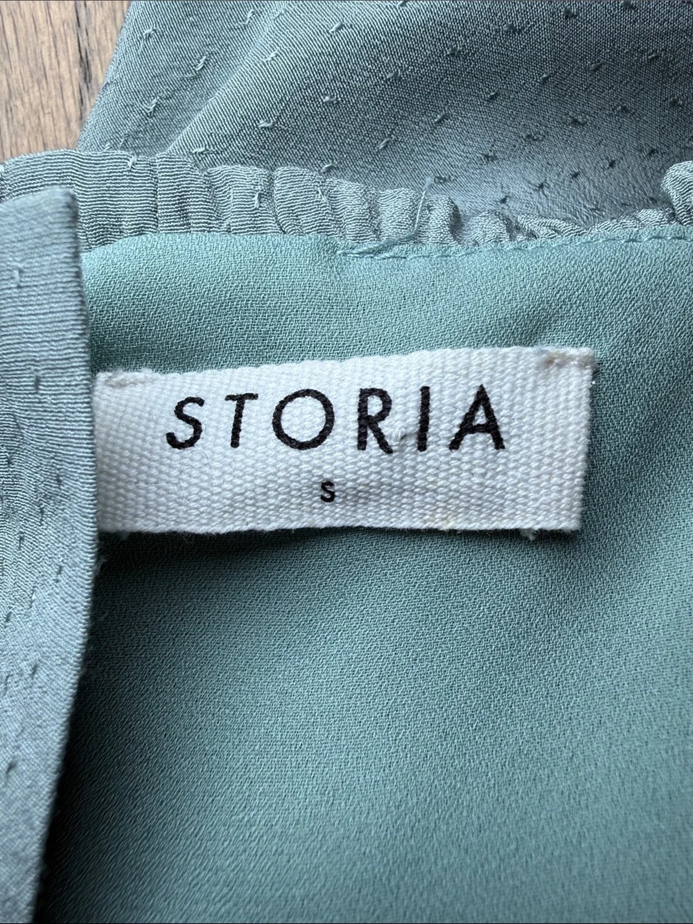 Storia Womens Light Blue Tiered V-Neck Ruffled Dress with Detailed Buttons Sz S
